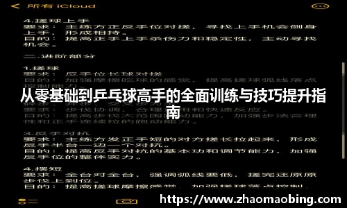 从零基础到乒乓球高手的全面训练与技巧提升指南